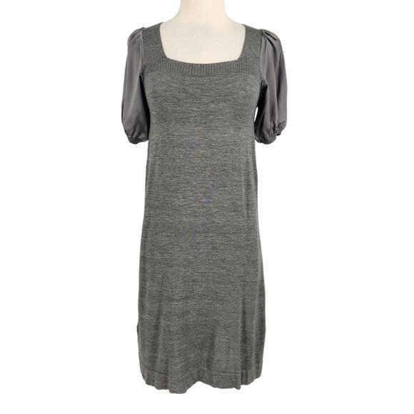 BCBGMaxAzria Cashmere & Silk Puff Shoulder Knit Shift Dress Gray Womens Size XS - Picture 1 of 7